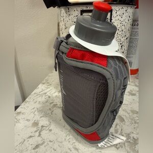 UltrAspire Gray and Red Handheld Water Bottle